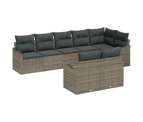 Dārza Dīvānu Komplekts 8 Pcs Pelēka Poliūtu Rotangpalma Vidaxl