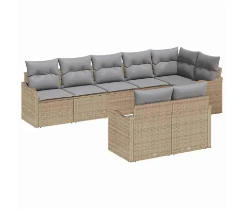 Dārza Dīvānu Komplekts Ar Spilvenu 8 Pcs Bēša Un Gaiši Pelēka Vidaxl