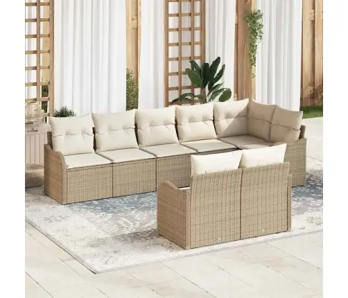 Aia Diivanikomplekt Ladustamisega 8 Pcs Bež Ja Valge Polürotang