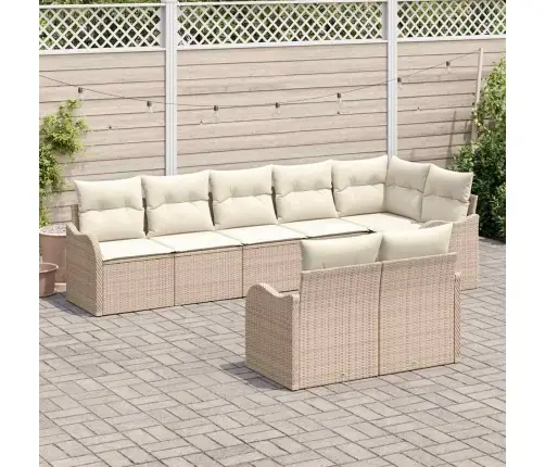 Aia Diivanikomplekt Ladustamisega 8 Pcs Bež Ja Valge Polürotang