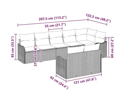 Sodo Sofų Rinkinys Su Saugykla 8 Pcs Juoda Poliratanas