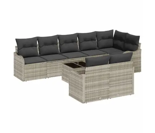 9 Daļu Dārza Dīvānu Komplekts Ar Spilveniem Gaiša Pelēka Krāsa Polietilēna Rotangpalma Vidaxl