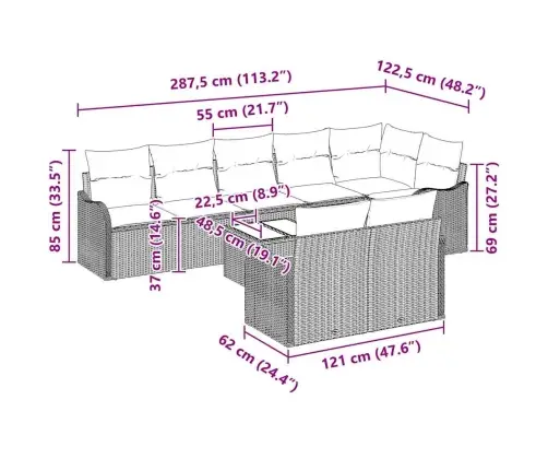 Aia Diivanikomplekt Ladustamisega 9 Pcs Must Polürotang