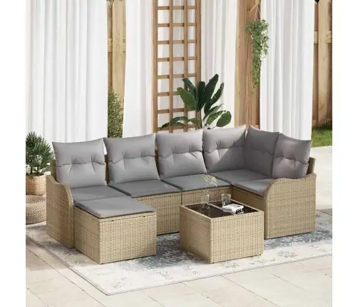 7 Vienību Dārza Dīvānu Komplekts Ar Spilveniem Melnā Poli Rotangpalmas Vidaxl