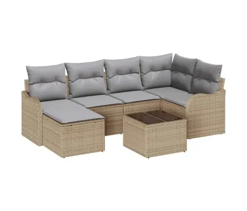 7 Vienību Dārza Dīvānu Komplekts Ar Spilveniem Melnā Poli Rotangpalmas Vidaxl