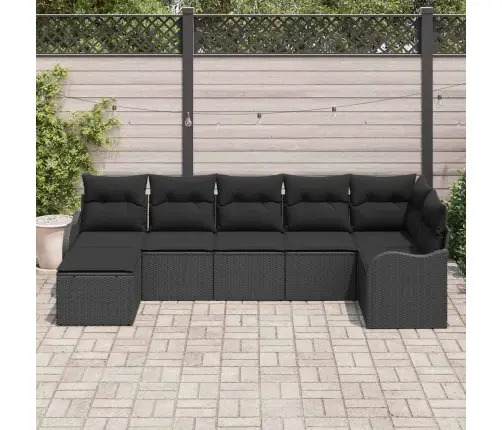Dārza Dīvānu Komplekts 7 Pcs Melna Poliūtu Rotangpalma Vidaxl