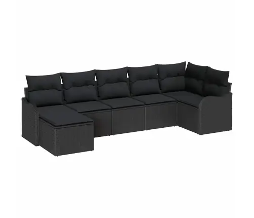 Dārza Dīvānu Komplekts 7 Pcs Melna Poliūtu Rotangpalma Vidaxl