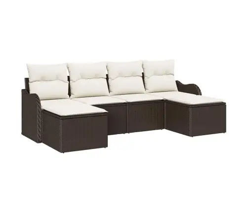 6 Daļu Dārza Dīvānu Komplekts Ar Spilveniem Brūns Poli Rotangpalma Vidaxl