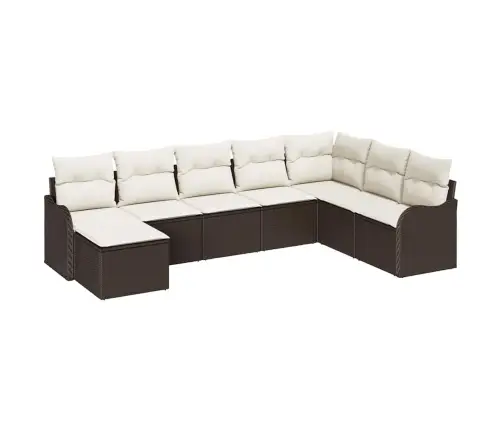 8 Daļu Dārza Dīvānu Komplekts Ar Spilveniem Brūnā Poli Rotangpalmas Vidaxl