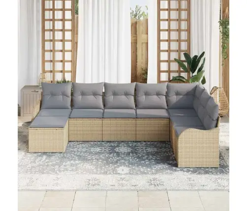 Aia Diivanikomplekt Padjaga 8 Pcs Beež Ja Helehall Polürooster