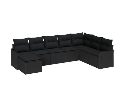 Dārza Dīvānu Komplekts 8 Pcs Melna Poliūtu Rotangpalma Vidaxl