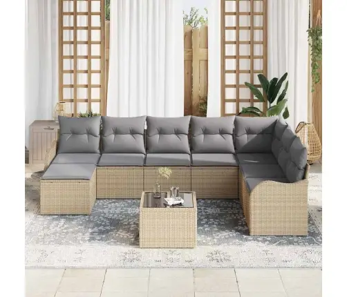 Aia Diivanikomplekt Padjaga 9 Pcs Beež Ja Helehall Polürooster