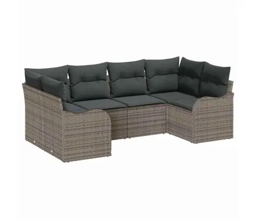 Dārza Dīvānu Komplekts 6 Pcs Pelēka Poliūtu Rotangpalma Vidaxl