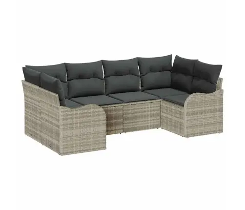 6 Daļu Dārza Dīvānu Komplekts Ar Spilveniem Gaiši Pelēks Poli Rotangpalma Vidaxl