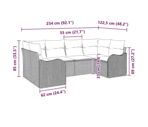 Dārza Dīvānu Komplekts 6 Pcs Melna Poliūtu Rotangpalma Vidaxl