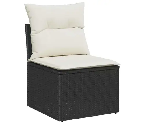 Sodo Sofų Rinkinys Su Pagalve 7 Pcs Juoda Ir Balta Poli Ratanas