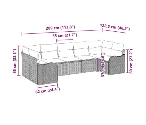 Sodo Sofų Rinkinys Su Pagalve 7 Pcs Juoda Ir Balta Poli Ratanas