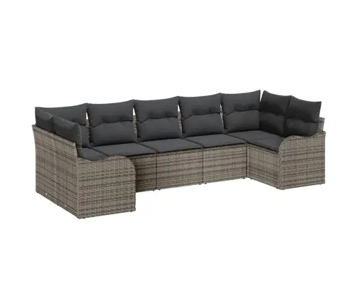 7 Gabalu Dārza Dīvānu Komplekts Ar Spilveniem Pelēks Poliratan Vidaxl