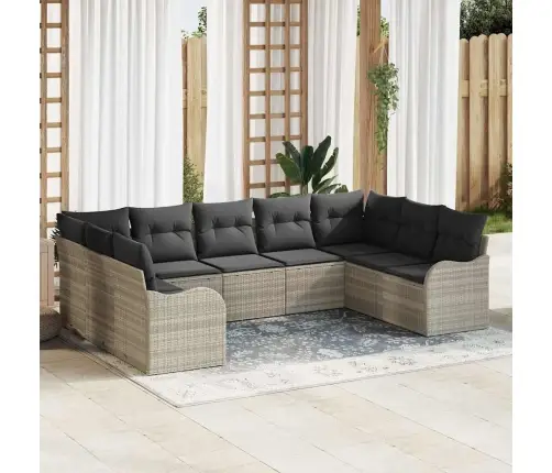 Aia Diivanikomplekt Ladustamisega 9 Pcs Helehall Polürotang