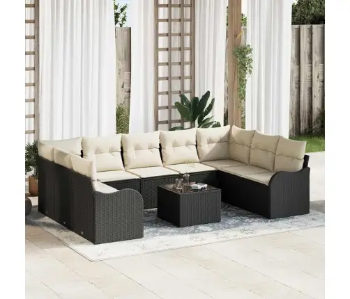 9 Vienību Dārza Dīvānu Komplekts Ar Spilveniem Brūnā Poli Rotangpalma Vidaxl