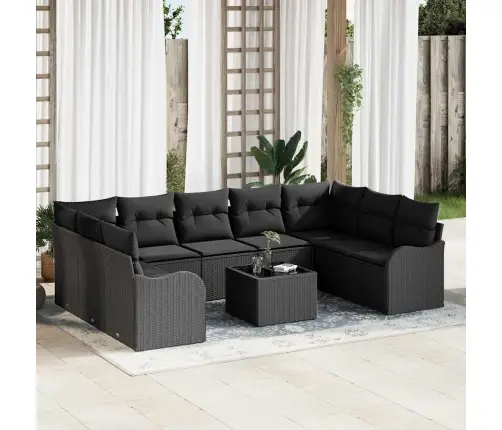 10 Daļu Dārza Dīvānu Komplekts Ar Spilveniem, Bēša Poliraton Vidaxl