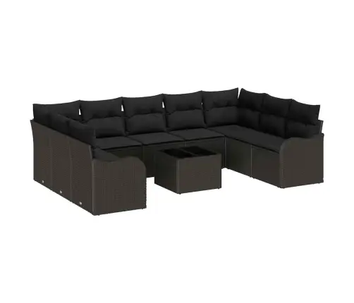 10 Daļu Dārza Dīvānu Komplekts Ar Spilveniem, Bēša Poliraton Vidaxl