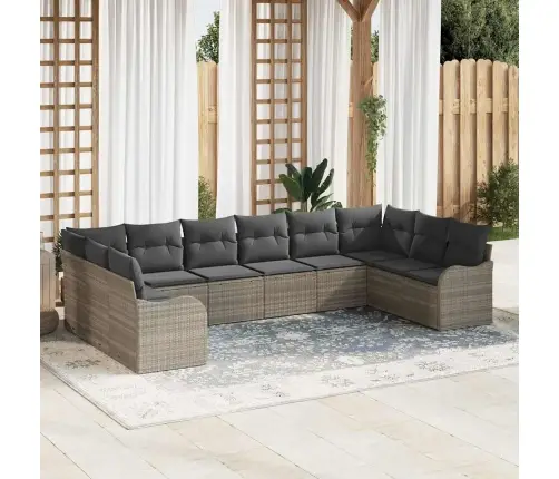 10 Daļu Dārza Dīvānu Komplekts Ar Spilveniem Gaiši Pelēks Polirattans Vidaxl