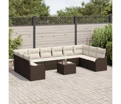 10 Daļu Dārza Dīvānu Komplekts Ar Spilveniem Pelēkā Poliratānā Vidaxl