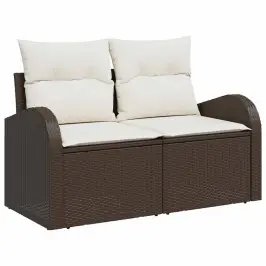 Dārza Dīvānu Komplekts 5 Pcs Brūns Un Krēma 55 X 55 X 37 Cm Vidaxl