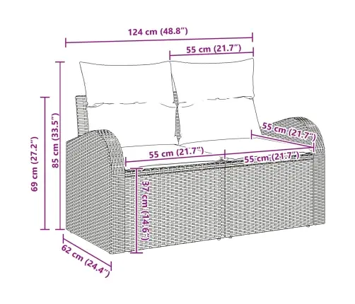 Sodo Sofų Rinkinys Su Pagalve 5 Pcs Ruda Ir Grietinėlė