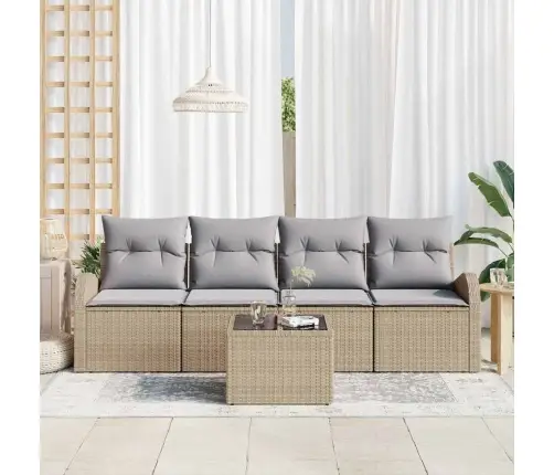 Sodo Sofų Rinkinys Su Pagalve Su Saugykla 5 Pcs Bežinė Ir Pilka