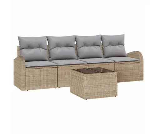 Sodo Sofų Rinkinys Su Pagalve Su Saugykla 5 Pcs Bežinė Ir Pilka