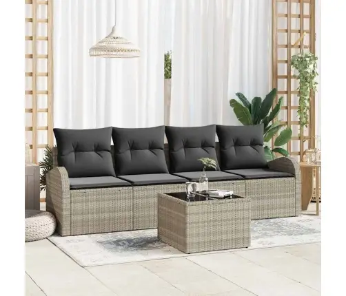 Sodo Sofų Rinkinys 5 Pcs Šviesiai Pilka Ir Tamsiai Pilka