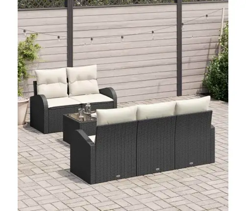 6 Daļu Dārza Dīvānu Komplekts Ar Spilveniem Melnā Poli Rattanā Vidaxl