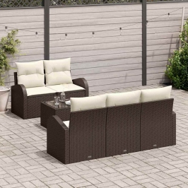 Dārza Dīvānu Komplekts 6 Pcs Brūns Un Krēma 55 X 55 X 37 Cm Vidaxl