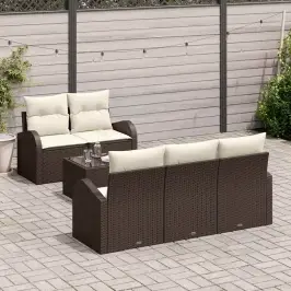 Sodo Sofų Rinkinys 6 Pcs Ruda Ir Grietinėlė 55 X 55 X 37 Cm