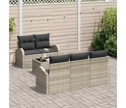 Sodo Sofų Rinkinys 6 Pcs Šviesiai Pilka Ir Tamsiai Pilka