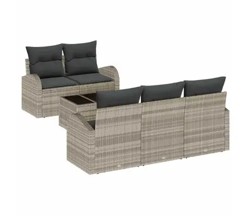 Sodo Sofų Rinkinys 6 Pcs Šviesiai Pilka Ir Tamsiai Pilka