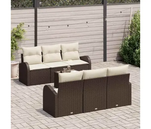 7 Gab. Dārza Dīvānu Komplekts Ar Spilveniem Brūnā Poliestera Rattanā Vidaxl