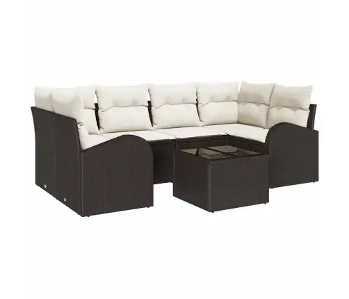 7 Daļu Dārza Dīvāns Ar Spilveniem Brūnā Poliratanā Vidaxl