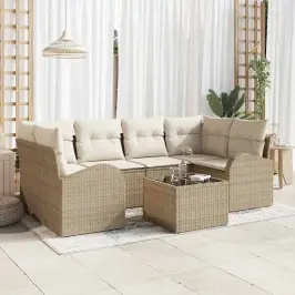 Dārza Dīvānu Komplekts 7 Pcs Bēšs Un Krēms 55 X 55 X 37 Cm Vidaxl
