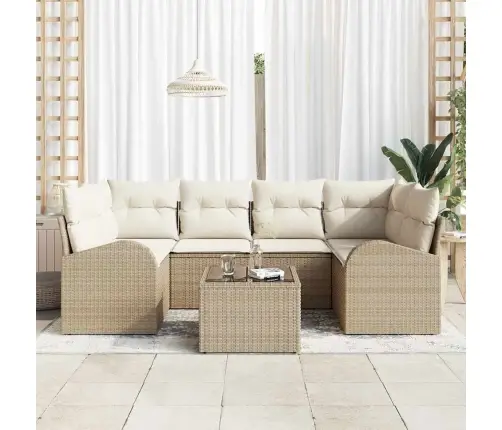 Dārza Dīvānu Komplekts 7 Pcs Bēšs Un Krēms 55 X 55 X 37 Cm Vidaxl