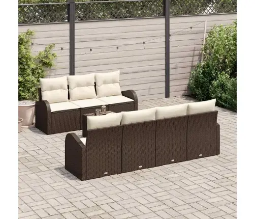 Sodo Sofų Rinkinys 8 Pcs Ruda, Kreminė 55 X 55 X 37 Cm