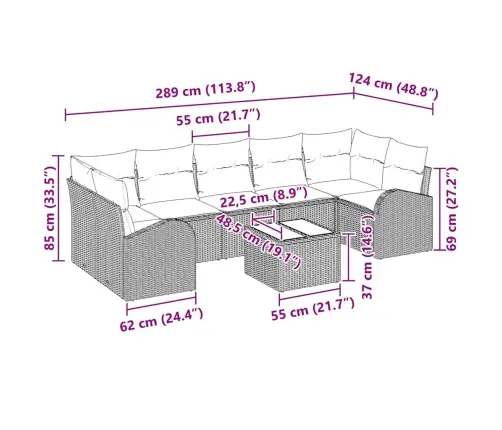 Aia Diivanikomplekt Padjaga Ladustamisega 8 Pcs Pruun Ja Kreem