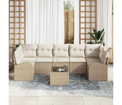 Dārza Dīvānu Komplekts 8 Pcs Bēšs Un Krēms 55 X 55 X 37 Cm Vidaxl