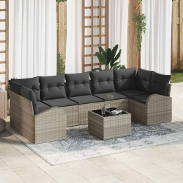 Sodo Sofų Rinkinys 8 Pcs Šviesiai Pilka Ir Tamsiai Pilka