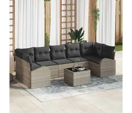 8 Daļu Dārza Dīvānu Komplekts Ar Spilveniem, Gaiši Pelēks, Poliratans Vidaxl