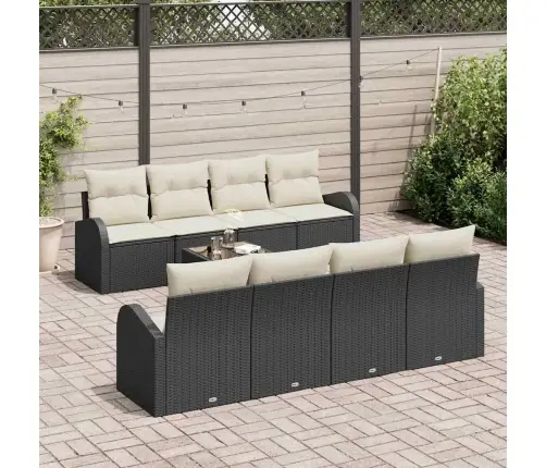 9 Daļu Dārza Dīvānu Komplekts Ar Spilveniem Melnā Polirahta Vidaxl