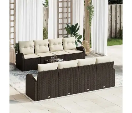 9 Daļu Dārza Dīvānu Komplekts Ar Spilveniem Brūnā Poliratānā Vidaxl