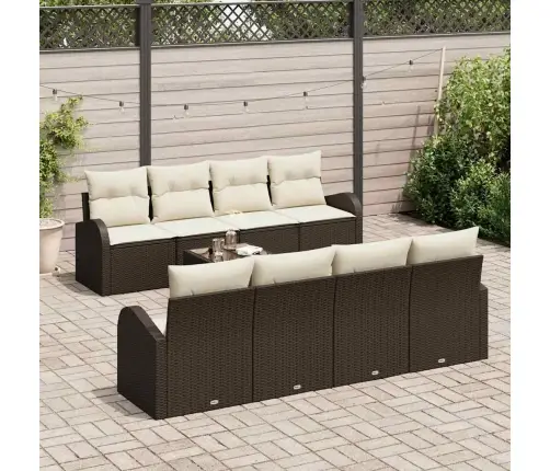 9 Daļu Dārza Dīvānu Komplekts Ar Spilveniem Brūnā Poliratānā Vidaxl